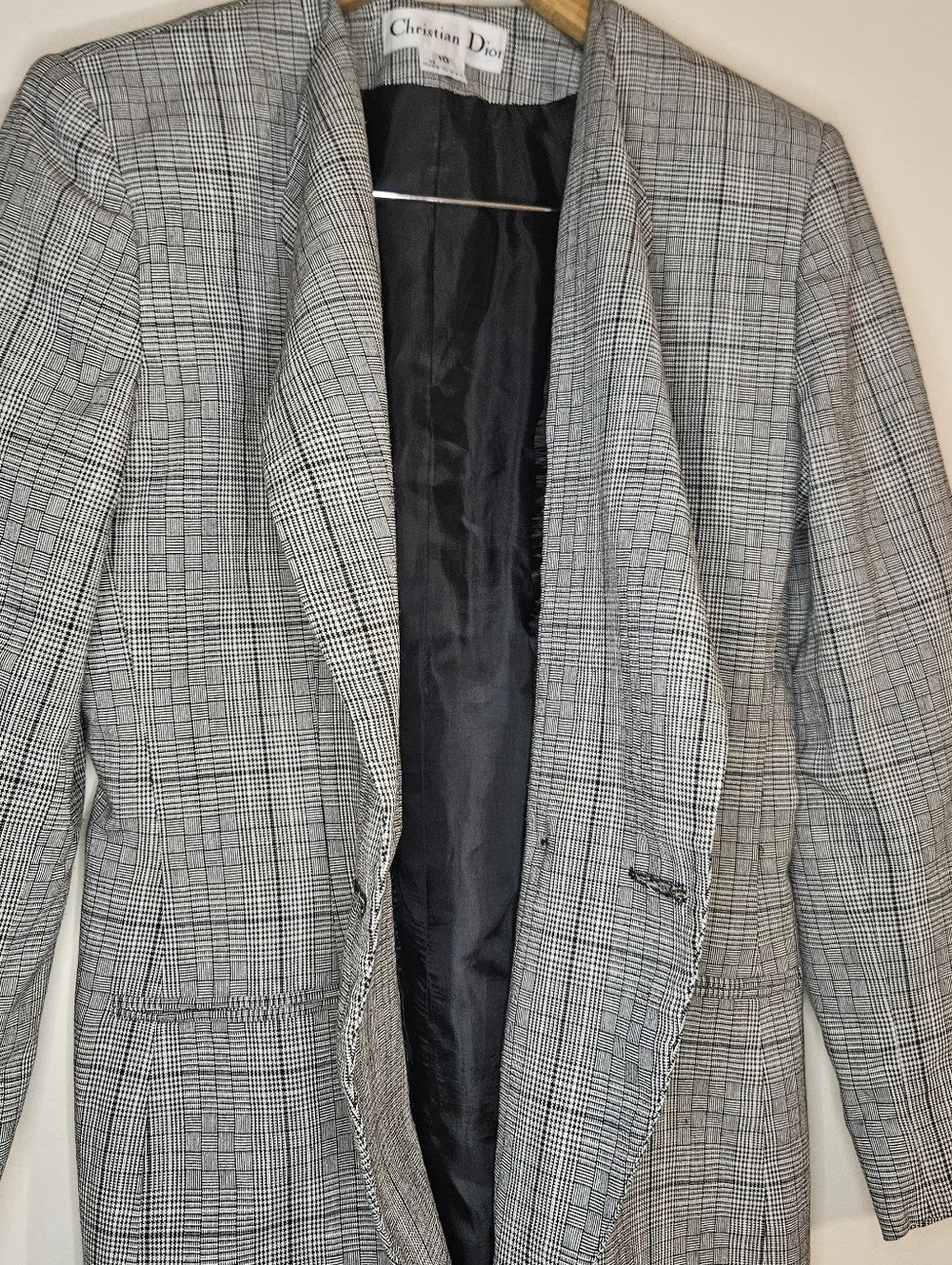 Vintage Christian Dior Women's Blazer Size 10 – Houndstooth / Glen Plaid